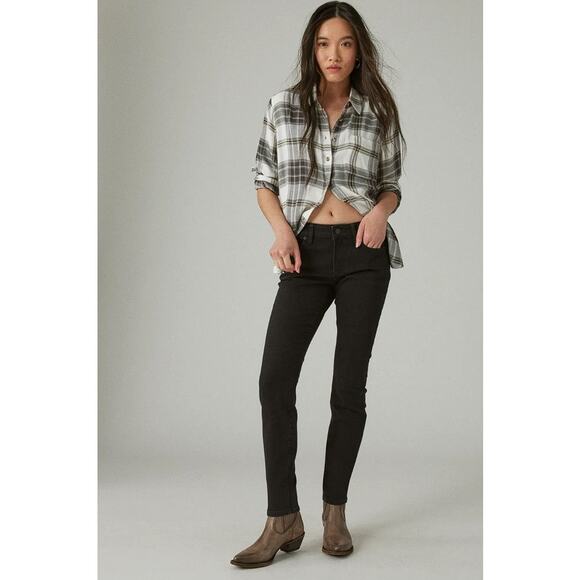 LUCKY BRAND Women's Low Rise Lizzie Skinny Size 14/32R In Clean Black - Picture 3 of 15